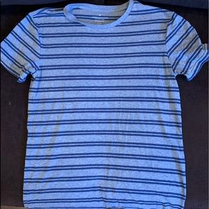 Mens American Eagle Grey T-Shirt With Blue Stripes
